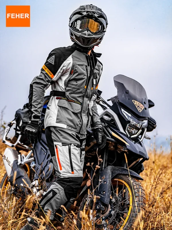 FEHER All Season Motorcycle Rally Suit Man Waterproof Riding Jacket Set 3 Layers Built-in CE Protection for Long-distance Travel