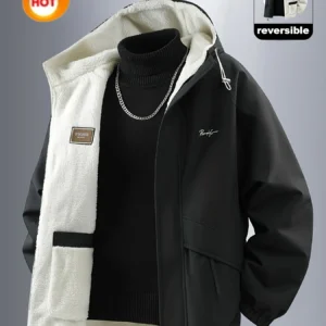 Men's Jacket, Men's Casual Outdoor Sports Warm Jacket, Reversible Jacket, Fashionable Couple Jacket, Using Windproof and Wear-Resistant Fabric, Warm and Comfortable, Men's Loose Jacket