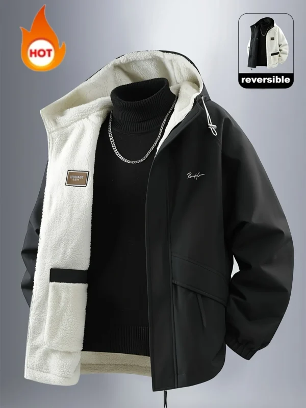 Men's Jacket, Men's Casual Outdoor Sports Warm Jacket, Reversible Jacket, Fashionable Couple Jacket, Using Windproof and Wear-Resistant Fabric, Warm and Comfortable, Men's Loose Jacket