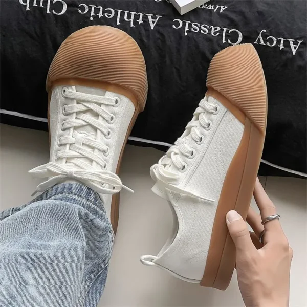 Unisex Big Head Board-shoe White Platform Canvas Shoes High Street Fashion Commuting Luxury Brand Couple Casual Sneakers