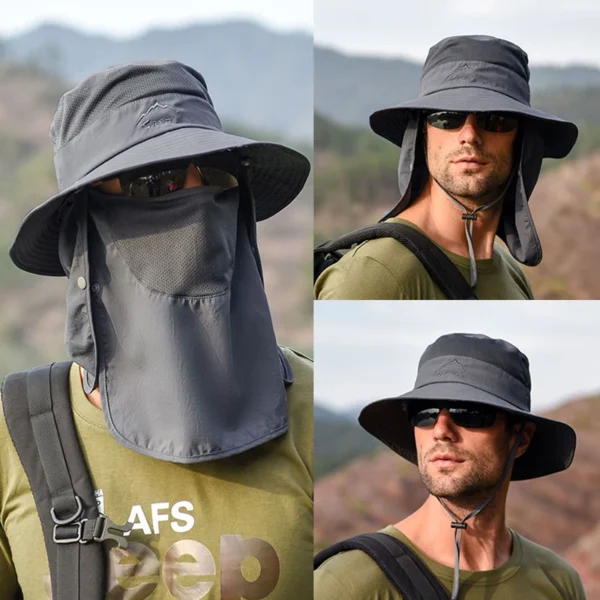 Fisherman's hat, male sun hat, summer outdoor quick drying sun hat, fishing breathable sun hat, female face mask hat