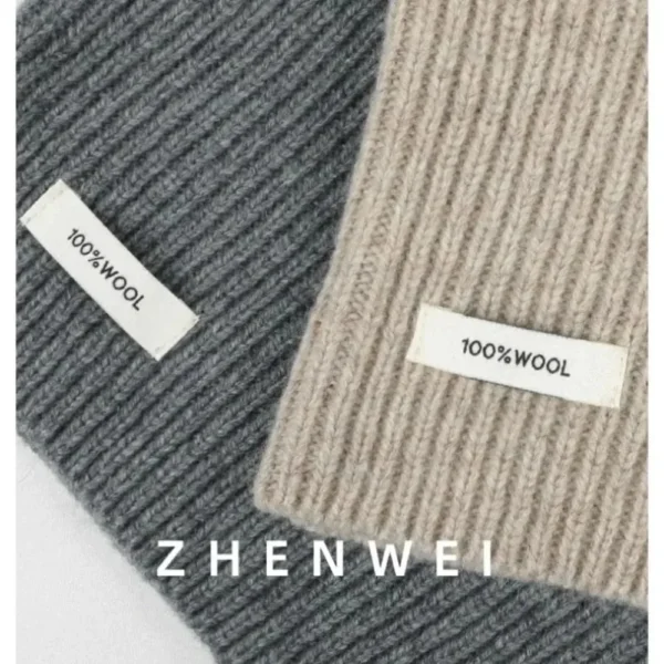 High Quality 100% Wool Slouchy Balaclava Hat for Women Knitted Scarf Hood Beanies Winter Warm Skiing Hat Outdoor Ear Protection