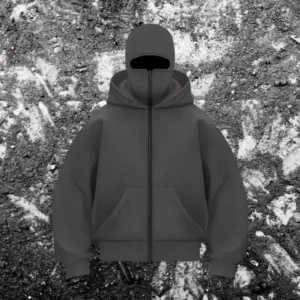 Sweatshirt with Hooded Face Mask Zipper Design Men Balaclava Zip Hoodie Autumn Winter Warm Sports Jacket Outdoor Activities