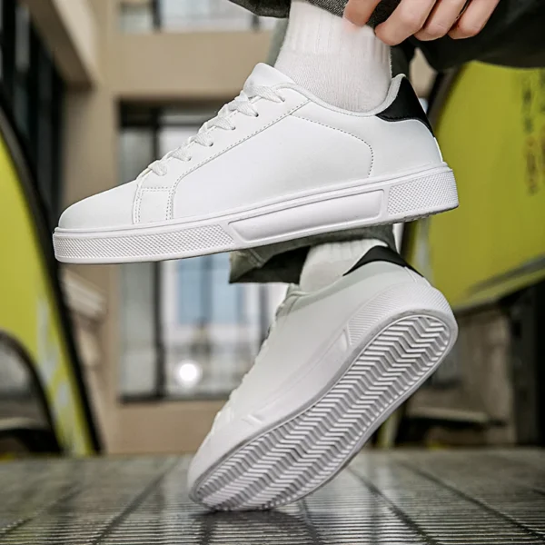 Business Casual Men's Shoes Soft Women Shoes Comfortable Casual PU Leather Shoes for Men Autumn Solid White Men Sneakers