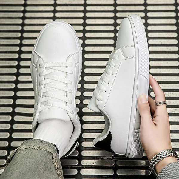 Business Casual Men's Shoes Soft Women Shoes Comfortable Casual PU Leather Shoes for Men Autumn Solid White Men Sneakers