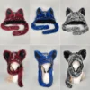 Dark Series Gothic Plush Hat Y2K Cross Metal Style Headwear Cosplay Cat Ear Hat Halloween Punk Rock Warm Cap for Women Men Child