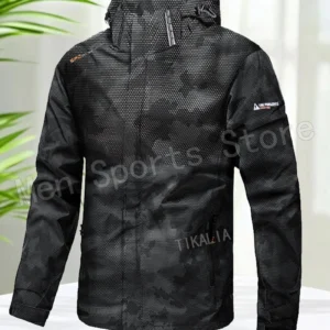 Men’s Outdoor Hiking Jacket Waterproof Windbreaker Hooded Coat Lightweight Sportswear for Camping Trekking Climbing Travel