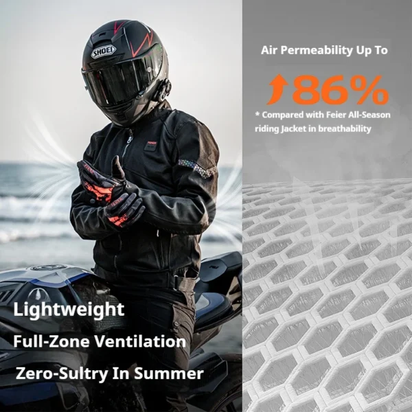 FEHER Summer Motorcycle Jacket Man and Woman Ventilated Mesh Design Commuter with CE Protective Gear Motorbike Riding Jackets