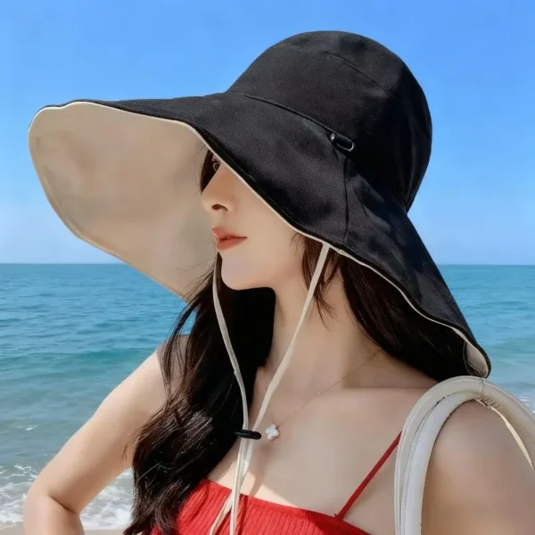 1Pc Doublesided Largebrim Hat Perfect for Summer Beach Style Outdoor Commuting Vacation Sun Protection Fashionable and Versatile