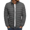 Winter men's stand up collar warm jacket street fashion casual solid color business zipper thin winter outdoor jacket
