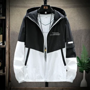 2025 Summer Skin Coats Men Ultra Light UV Sun Protection Big Size Hooded Windbreaker Jacket Men Striped Casual Outwear
