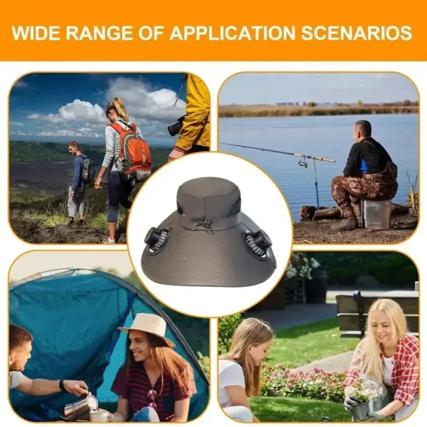 2025 Wide Brim Solar Fan Hat Sun Protection with Dual Power (Solar USB) Adjustable Outdoor Beach ‌Hike Fishing Hat for Men Women