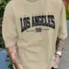 Fashionable new men's summer Los Angeles printed breathable round neck T-shirt outdoor casual versatile top