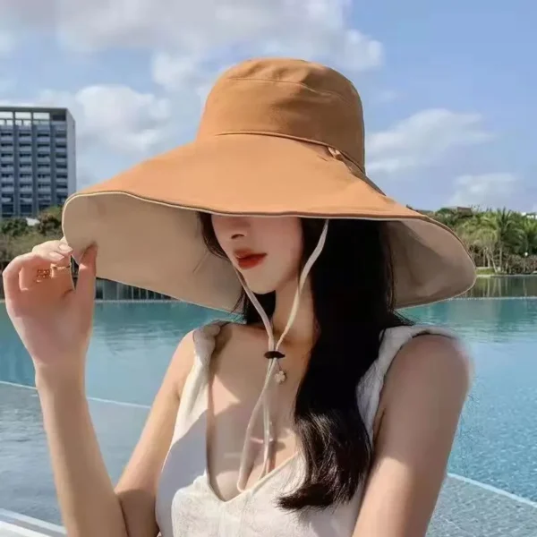 1Pc Doublesided Largebrim Hat Perfect for Summer Beach Style Outdoor Commuting Vacation Sun Protection Fashionable and Versatile