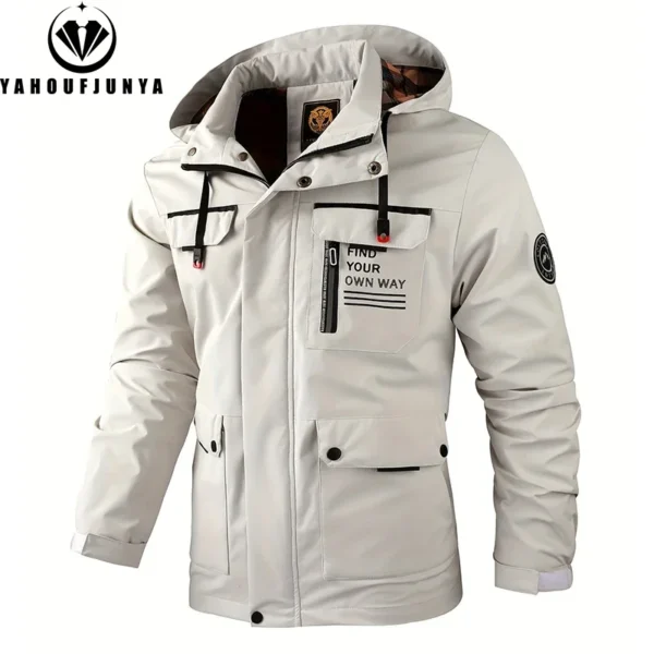 2025 Spring Autumn Men Outdoor Windbreak Removable Hooded Jacket Men Solid Casual Fashion Loose Jacket Coat Male Clothing Tops