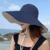 1Pc Doublesided Largebrim Hat Perfect for Summer Beach Style Outdoor Commuting Vacation Sun Protection Fashionable and Versatile