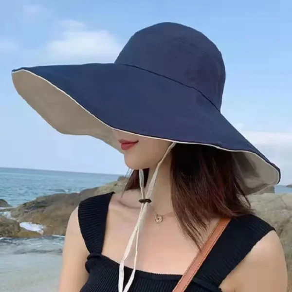 1Pc Doublesided Largebrim Hat Perfect for Summer Beach Style Outdoor Commuting Vacation Sun Protection Fashionable and Versatile