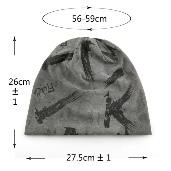 Unisex Chinese-Style Letter-Print Slouchy Beanie Men Women Fashion Loose Style Bonnet Cap Spring Autumn Casual Sport Hats