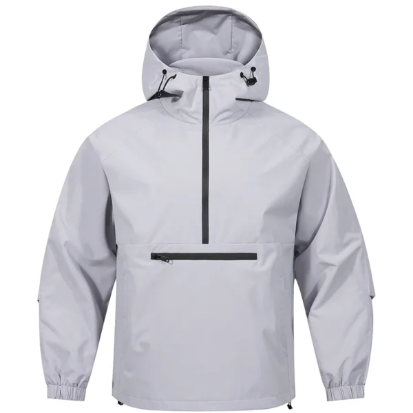 Men's hooded jacket spring and autumn hoodie American street fashion pullover outdoor sports style half neck windbreaker