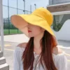 1Pc Doublesided Largebrim Hat Perfect for Summer Beach Style Outdoor Commuting Vacation Sun Protection Fashionable and Versatile