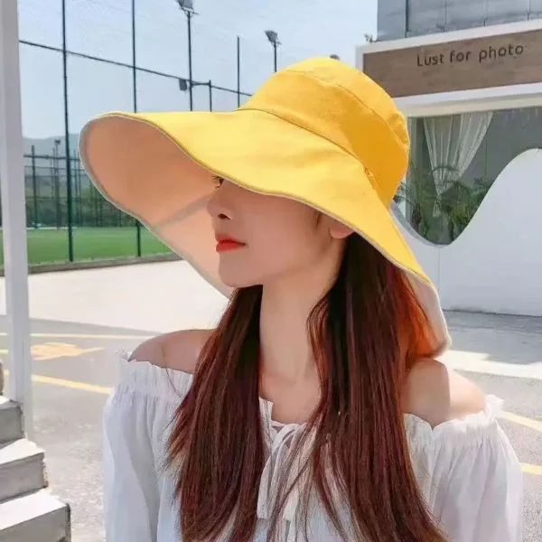 1Pc Doublesided Largebrim Hat Perfect for Summer Beach Style Outdoor Commuting Vacation Sun Protection Fashionable and Versatile