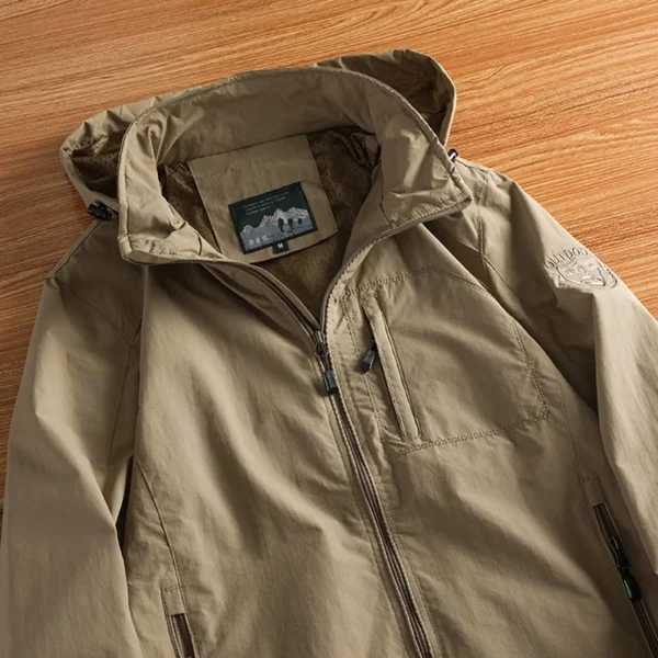New Waterproof Hooded Jackets Men Casual Windproof Coat Autumn Lightweight Multi-Pocket Hiking Windbreaker Detachable Hat Jacket