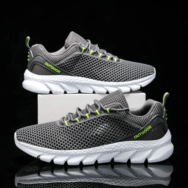 Summer Couple Style Hollow Mesh Sneakers Lightweight Breathable Outdoor Walking Shoes Pink Accent Comfortable Casual Footwear