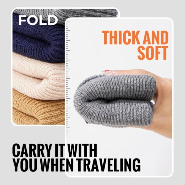 WRELS Warm Beanie Knit Hat Lightweight Fleece Lined Beanie Warm Winter Running Cap Knit Cuffed Cap Outdoor Beanie Cap Sports Hat