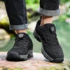 Male Sneakers Stylish Rotating Buckle Hiking Boots Solid Color Comfortable Non-slip Sporty Shoes Plus Size Men Shoes Leather