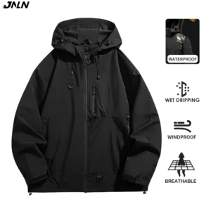 JNLN Unisex Waterproof Windbreaker Outdoor Sport Windproof Single-Layer Jacket Men Women Hiking Climbing Trekking Rain Coat