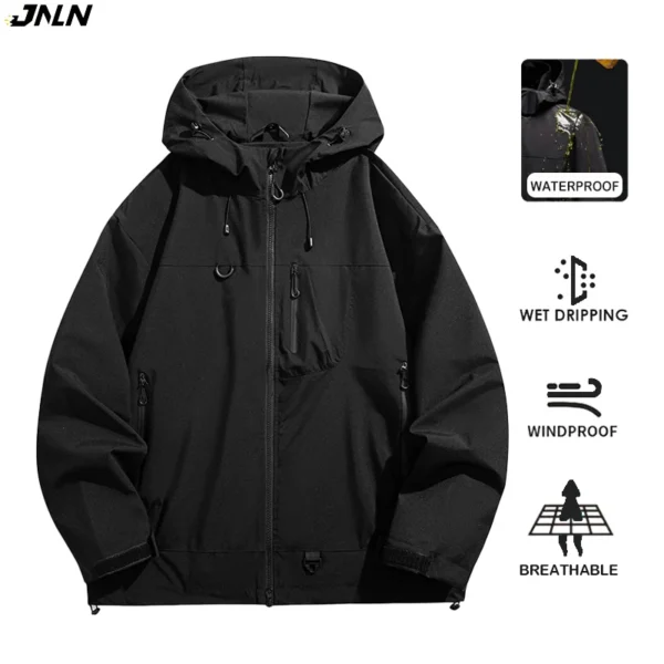 JNLN Unisex Waterproof Windbreaker Outdoor Sport Windproof Single-Layer Jacket Men Women Hiking Climbing Trekking Rain Coat
