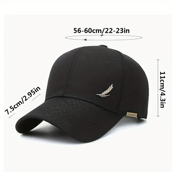 Men's breathable baseball cap, spring and summer fashionable baseball cap, wheat ear copper label outdoor casual baseball cap