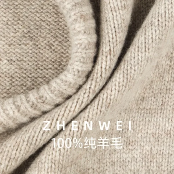 High Quality 100% Wool Slouchy Balaclava Hat for Women Knitted Scarf Hood Beanies Winter Warm Skiing Hat Outdoor Ear Protection