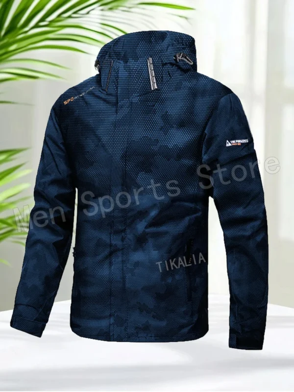 Men’s Outdoor Hiking Jacket Waterproof Windbreaker Hooded Coat Lightweight Sportswear for Camping Trekking Climbing Travel