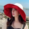 1Pc Doublesided Largebrim Hat Perfect for Summer Beach Style Outdoor Commuting Vacation Sun Protection Fashionable and Versatile