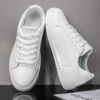 Business Casual Men's Shoes Soft Women Shoes Comfortable Casual PU Leather Shoes for Men Autumn Solid White Men Sneakers