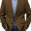 Premium Men's Suit Brown Blazer Prom Tuxedos Herringbone Tweed Single Breasted Formal Bussiness Jacket for Wedding（Only Coat）