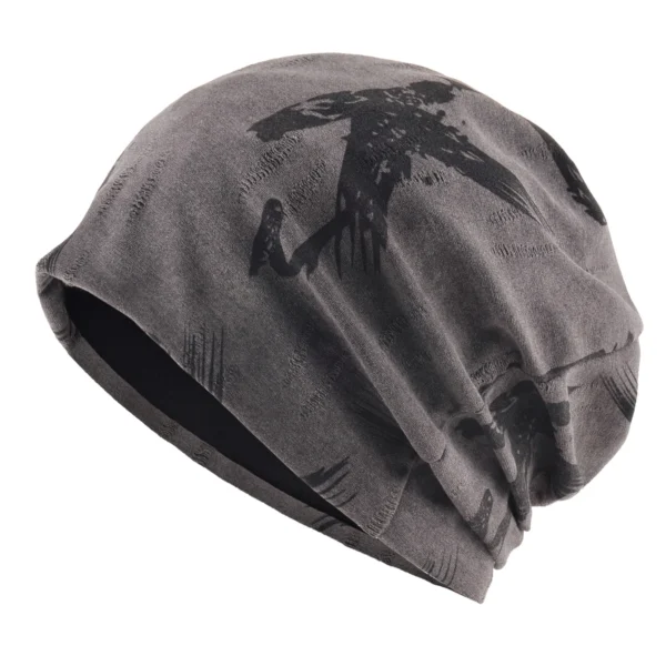 Unisex Chinese-Style Letter-Print Slouchy Beanie Men Women Fashion Loose Style Bonnet Cap Spring Autumn Casual Sport Hats