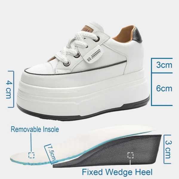 Fujin 9cm 3 inch comfortable platform sneakers for women Genuine Leather Women Vulcanized Shoes Platform High Heels Casual Shoes