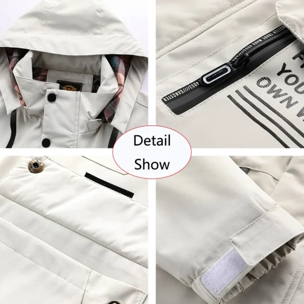 2025 Spring Autumn Men Outdoor Windbreak Removable Hooded Jacket Men Solid Casual Fashion Loose Jacket Coat Male Clothing Tops