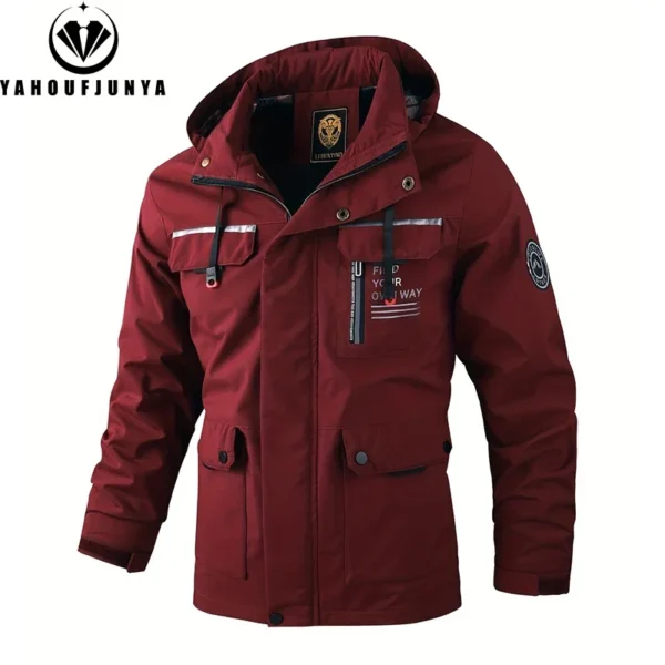 2025 Spring Autumn Men Outdoor Windbreak Removable Hooded Jacket Men Solid Casual Fashion Loose Jacket Coat Male Clothing Tops