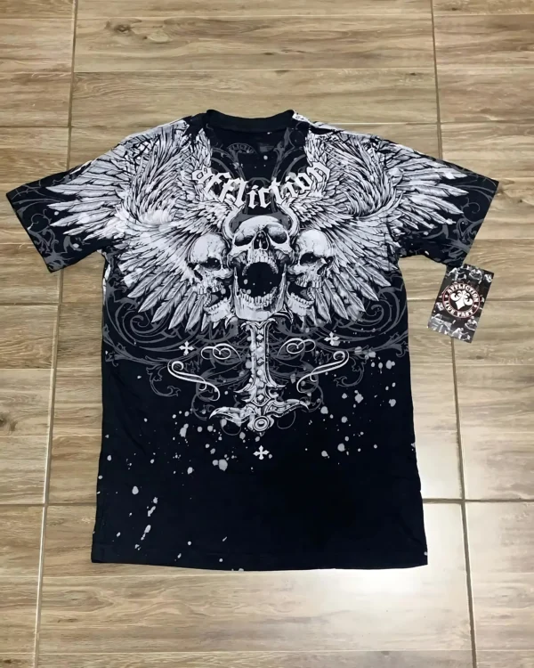 The 2025 summer new men's T-shirt features outdoor street fashion casual comfort breathability and 3D skull pattern printing