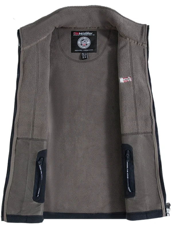 Navy Blue Fleece Zip - Up Jacket with Norwegian Flag and "Outdoor Norway" Embroidery