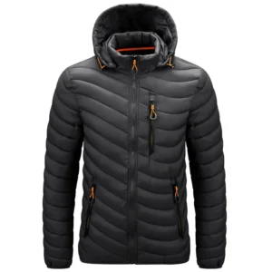 Mens Lightweight Outdoor Puffer Jacket Hooded Insulated Thermal Puffy Winter Heated Running Travle Casual Cotton Outdoor Coat