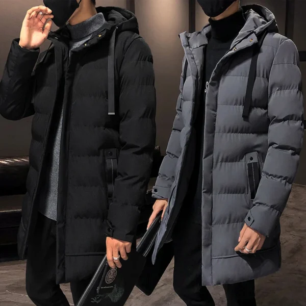 Mid-length New Thickened Hooded Jacket for Winter Men Warm Cotton-padded Jacket for MenLeisureDown Mountaineering Overcoat Men