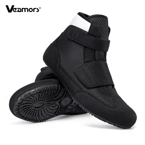 High-top Wrestling Shoes Kid's Anti-slip Boxing Shoes Elastic Boys Girls Free Sparring Martial Art Shoes Gym Training Sneakers