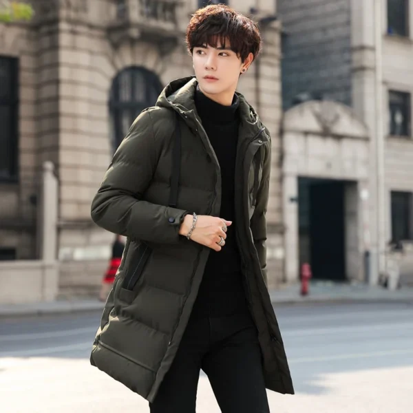 Mid-length New Thickened Hooded Jacket for Winter Men Warm Cotton-padded Jacket for MenLeisureDown Mountaineering Overcoat Men