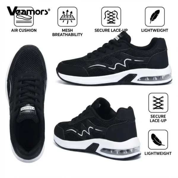 Women Air Cushion Shock Absorption Running Shoes Breathable Anti-slip Lightweight Outdoor Gym Fitness Casual Daily Wear Sneakers