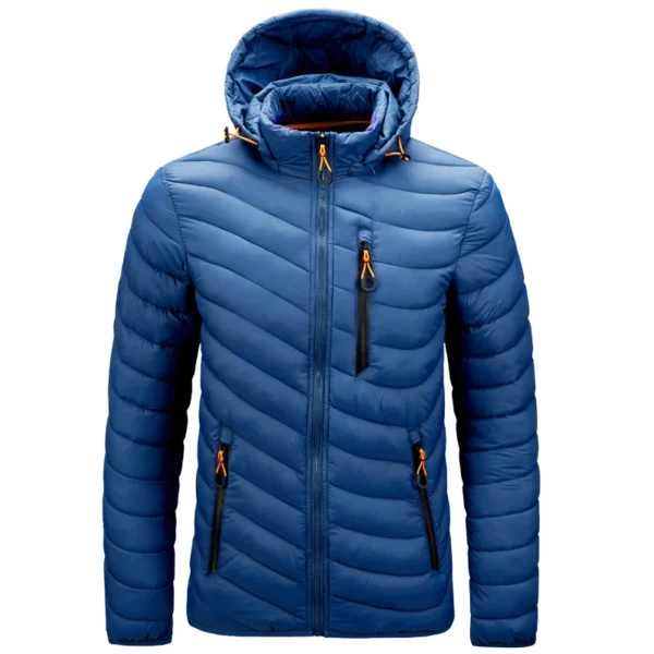 Mens Lightweight Outdoor Puffer Jacket Hooded Insulated Thermal Puffy Winter Heated Running Travle Casual Cotton Outdoor Coat
