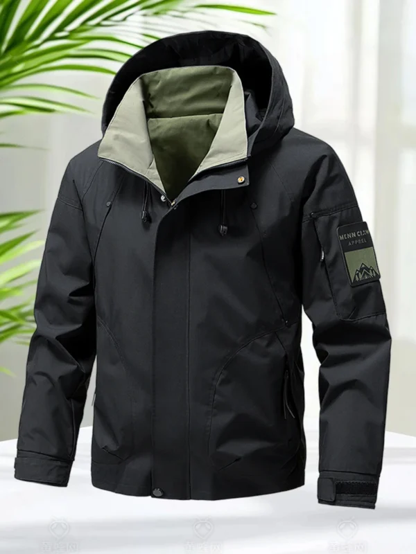 Waterproof Jacket Men Outdoor Softshell Zip Up Hooded Jacket Windbreaker Hiking Camping Coats Lightweight Spring Autumn Coats